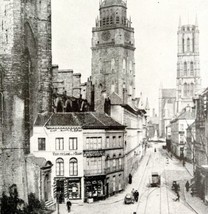 Ghent Belgium Downtown WW1 Print 1917 Belgian War Bell Cathedral SmDwC5 - £23.94 GBP