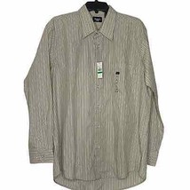 New Haggar Dress Shirt Size 16-16.5 Large Tan White Striped Mens Cotton ... - $19.79