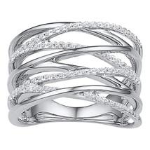 10k White Gold Womens Round Diamond Crossover Open Strand Band 1/4 Cttw - $451.00