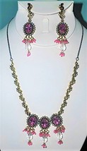 Smithsonian Boucheron Pink Crystal Jewelry Set 18" Necklace and Earrings - $124.99