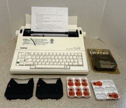 Vtg Brother AX-12M Electronic Typewriter, Cream Color, White Keys - Tested - $49.49