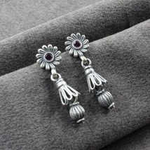 Traditional Real 925 Sterling Silver Jhunka dangle Oxidized Earrings - £20.64 GBP