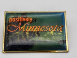 VTG Lapel Pinback Positively Minnesota 10,000 Lakes American Gold Tone  - $7.99