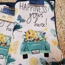 Oven Mitts set of 2, blue, Happiness Grows Here, Cottagecore Farmhouse kitchen image 2