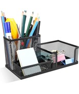 3 in 1 Mesh Pen Holder for Desk 3 Compartments in Black Pack of 1 NEW - $302.71 MXN