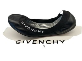 NIB GIVENCHY LOGO PRINT BLACK BALLERINA SHOES LEATHER 37.5 $525 MADE IN ... - $445.50
