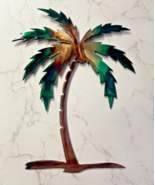 Palm Tree Metal Wall Art Décor 44&quot; tall Right Facing Marbled Green coppe... - $4,934.28 MXN