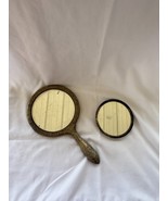 Silver-Plated Vanity Mirror Duo – Ornate Handheld + Round Display Mirrors - $37.87
