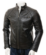 LE Mens Black Biker Leather Jacket Sibiu - $197.17 CAD+