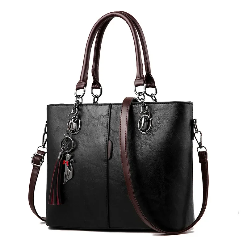 Luxury Handbags Large Capacity Women Designer Solid Leather Tassel Cross... - $53.93