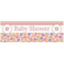 Baby Shower Girl Giant Banner Tiny Toes 60&quot; x 20&quot; Plastic Baby Shower De... - £13.58 GBP