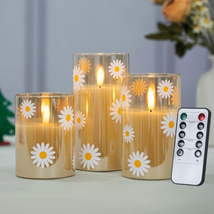 Daisy Flowers Glass Flameless Candles, Teacher Appreciation Gifts for Women, LED - £29.27 GBP