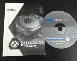 TDK Mojo CD-MP3 PORTABLE CD PLAYER Digital Jukebox MANUAL &amp; SOFTWARE ONLY - £5.43 GBP