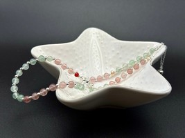 Handcrafted Natural Crystal Bracelet Red and Green Strawberry Quartz - $19.76