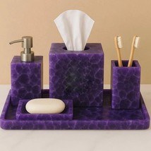 Amethyst Bathroom Set – Tissue Box, Soap Dispenser &amp; case, Brush Holder,... - $24,866.45 MXN
