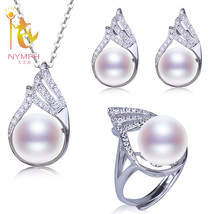 Fresh Water  Jewelry Set Natural 10-11mm  Pendant Earrings Rings Wedding Party G - £42.08 GBP