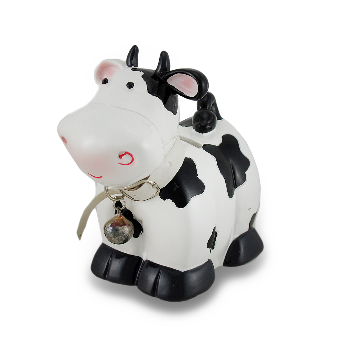 Primary image for Scratch & Dent Black and White Cow with Bell Coin Bank