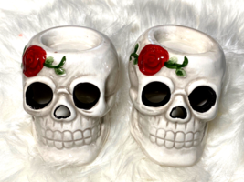 Ceramic Skull Skeleton Head Votive Tealight Candle Holder Prop Desk Table Wiccan - £15.95 GBP