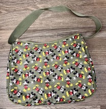 Disney Mickey Mouse Handbag Travel Bag Pouch Purse Olive Green Army Green Retro - $14.83