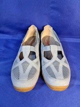 Clarks Nubuck Leather Slip On T-Strap Comfort Shoe 86827 Blue Women&#39;s 7M - $37.39