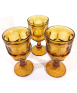 Set of 3 ASHBURTON STEMMED WINE GLASSES Amber WESTMORELAND CO Vintage - £25.89 GBP