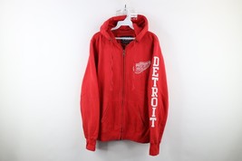 Vtg Womens Large Distressed Spell Out Detroit Red Wings Hockey Full Zip ... - $44.50
