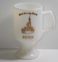 Walt Disney World Personalized Name White Milk Glass Pedestal Footed Mug... - $14.99