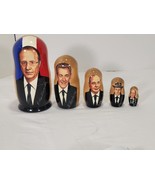 Emmanuel Macron French Presidents Matrioshka Babushka Doll Wooden Nestin... - $40.73 CAD