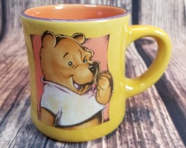 Disney Winnie the Pooh Mug Diner Style Heavy 10 oz Yellow Orange Purple  - £12.44 GBP