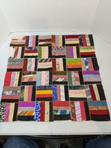 Vtg. Machine Stitched Hand Crafted Crazy Quilt Pattern Strips Quilt Block 19&quot; - £47.63 GBP