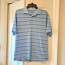 PGA Tour Mens Sz M Short Sleeve Polo Half Button Golf Shirt Top Blue Black - £10.27 GBP