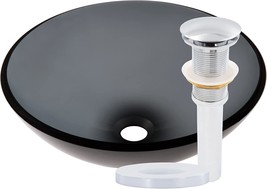 Bathroom Sink With Polished Chrome Drain From Novatto Nera Made Of Glass. - $291.94