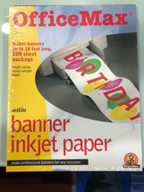 OFFICE MAX BANNER INKJET PAPER 100 SHEET PACKAGE WHITE (NEW IN CELLOPHANE) - $17.40