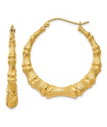 14K Yellow Gold Bamboo Hoop Earrings - £235.43 GBP