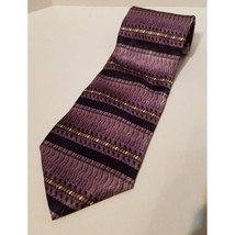 Chez Roffe Black Purple Mens Necktie Tie 100% Silk 58&quot; Striped - £7.69 GBP