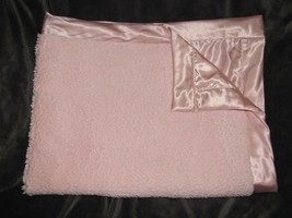 Little Me pink Furry Shaggy Satin Baby Girl Blanket Lovey 30&quot; x 40&quot; - £31.27 GBP