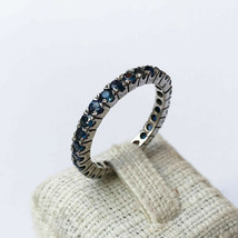 2 Ct Lab-Created Sapphire Full Eternity Wedding Band Ring 14K White Gold Plated - £66.05 GBP