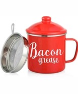 LARGE Bacon Grease Saver ~ 46 Oz. Grease Catcher ~ Mesh Strainer Insert ... - $68.35 CAD