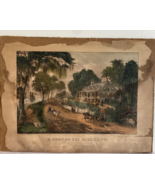 AUTHENTIC Currier &amp; Ives &quot; A Home on the Mississippi&quot; Hand Colored needs... - $395.00