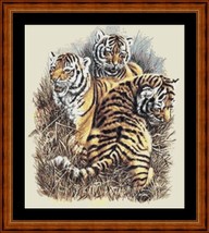 BABY TIGERS - pdf cross stitch chart  in 14/18 count Original Artist Unknown - $12.00