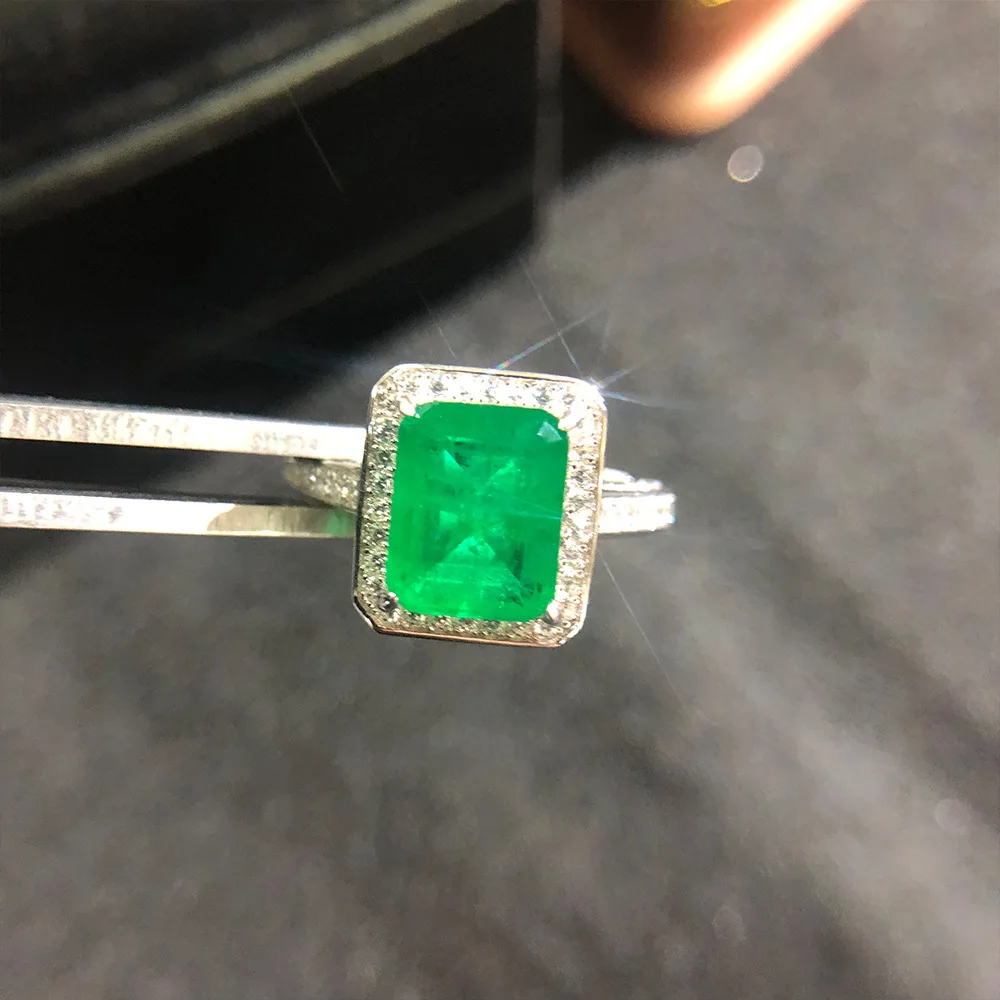  925  Silver Rings Elegant Green Emerald Gemstone Classic Fine Jewelry High Qual - $58.13