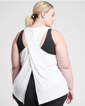 ATHLETA Top 1X Essence Tie Back Gym Tank Bright White $44 Fitness Lifestyle NEW! - £21.97 GBP
