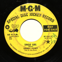 Sandy Posey – Single Girl / Blue Is My Best Color - 45 rpm Vinyl 7&quot; Single Promo - £6.61 GBP
