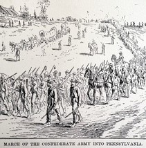 Confederate Army Marches Into Pennsylvania 1882 Victorian Military Art D... - $19.99