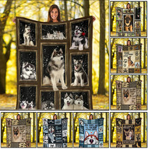 Funny Husky Dog Fleece Blankets Gift Cute German Shepherd Dogs Lover Blanket - £10.87 GBP+