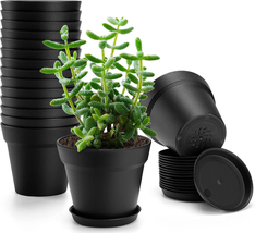 Plastic Plant Pots with Drainage Holes and Tray, 16 Pack 4 Inch Thickened Indoor - £21.32 GBP