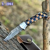 Custom Handmade Damascus Steel Folding Blade Pocket Knife Camping Tactical - $29.69