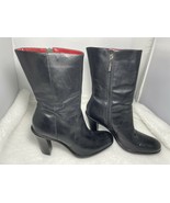 Tommy Hilfiger Black Leather Ankle Boots Zip Close 9.5 M *see note - $30.68 CAD