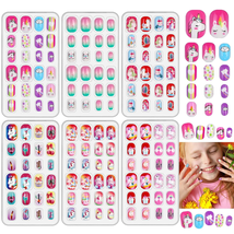 144 Pieces Girls Press on Fake Nails for Kids, Acejoz Girls Unicorn Fals... - £11.99 GBP