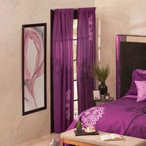 Flowers Purple Decorative Drapes Curtains Window Panels 4 Pcs Set - £62.64 GBP